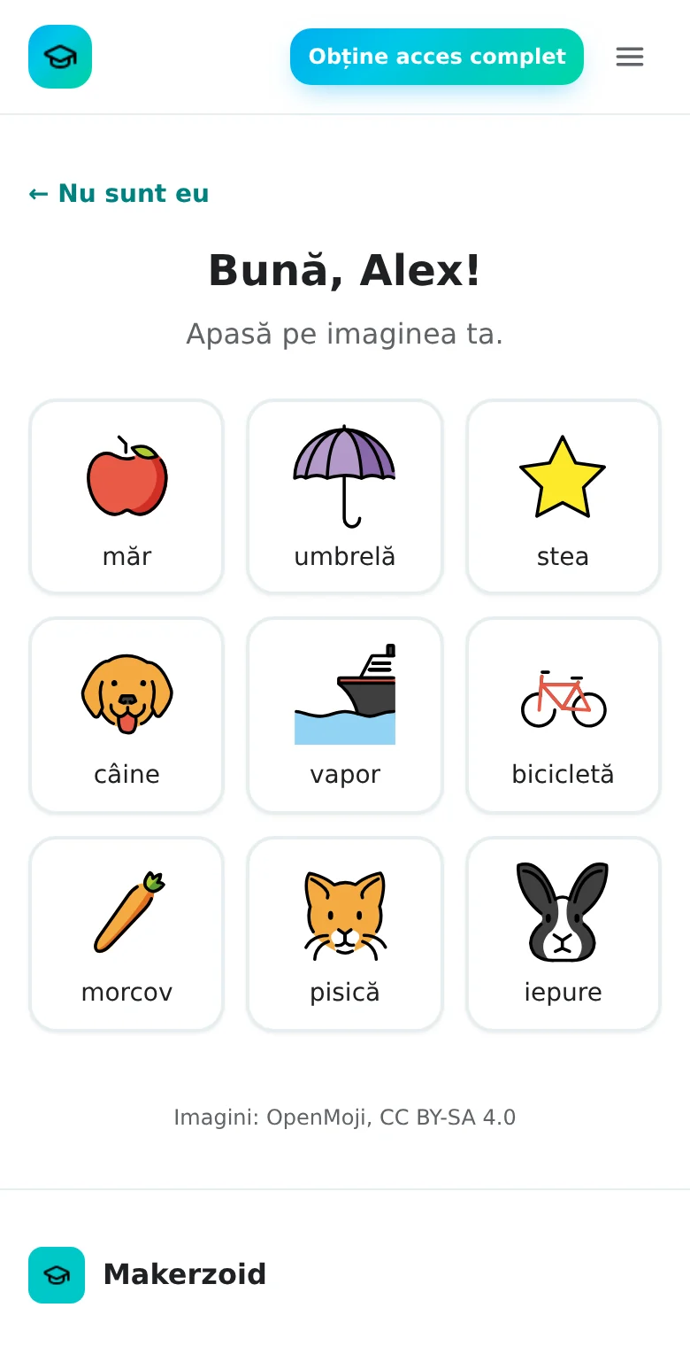 Autentificarea elevului: alegerea propriei imagini pe telefon